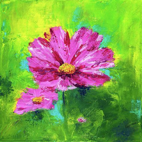 Pink cosmos flowers acrylic painting Painting by Karen Kaspar - Fine Art America