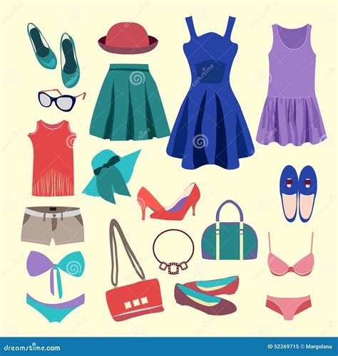 Fashion Collection of Summer Clothes Stock Vector - Illustration of ...