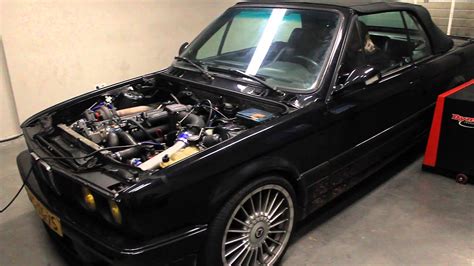 BMW M30 turbo (m106) with M106 turbo 452pk 768nm @ 1.2bar - YouTube