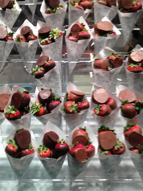 Godiva chocolate covered strawberries in paper cones - perfect for cocktail hour!