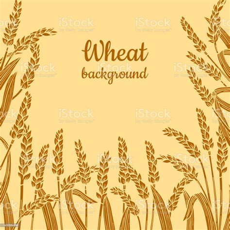 Wheat Ear Golden Frame Background Design Template Cereals Ripe Spike ...