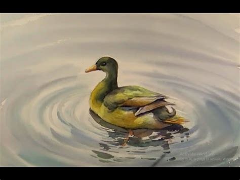 Watercolor Painting : Duck in water - YouTube