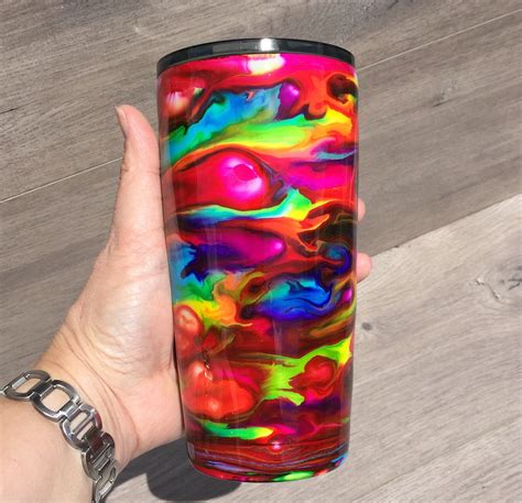 Alcohol Ink Swirl Tumbler/Can Cooler/Bottle - Custom Tumbler/Can Cooler/Bottle - Stainless Steel ...