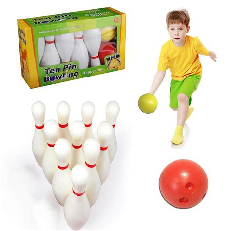 Kids Bowling Set Includes 10 Pins and 2 Balls Perfect Bowling Set with ...