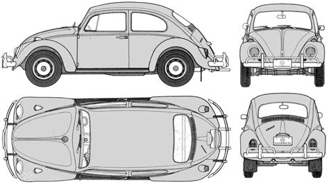 1963 Volkswagen Beetle 1300 Sedan blueprints free - Outlines