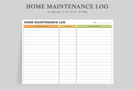 Home Maintenance Log Graphic by watercolortheme · Creative Fabrica