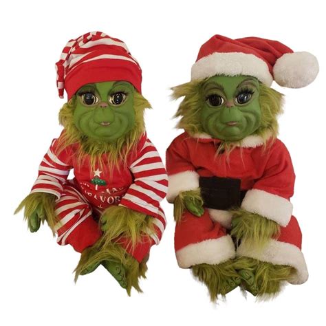 Buy Christmas Grinch Doll, 20 cm Christmas Grinch Baby Stuffed Plush Toy, 2 ifelike Grinch Doll ...