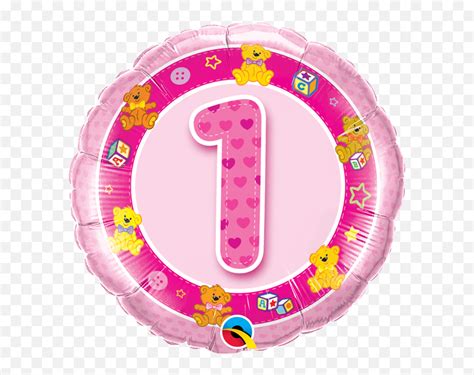 Greetings House - 18 Foil Round Age 1 Pink Teddies 1st Birthday ...