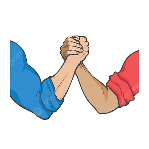 Vector Cartoon Of Red And Blue Arm Wrestling Vector, Cartoon Clipart ...