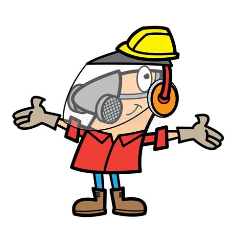 Cartoon man wearing safety equipment. Cartoon illustration of a man ...