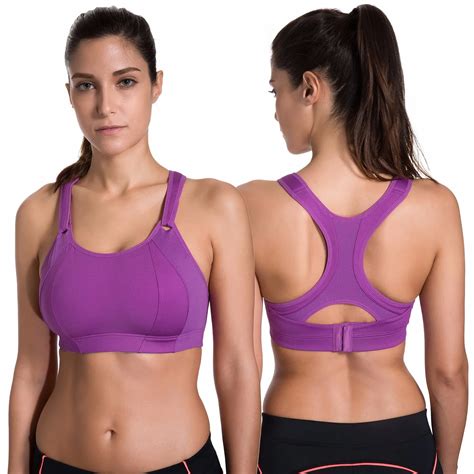 Women's Front Adjustable Lightly Padded Racerback High Impact Sports Bra-in Sports Bras from ...