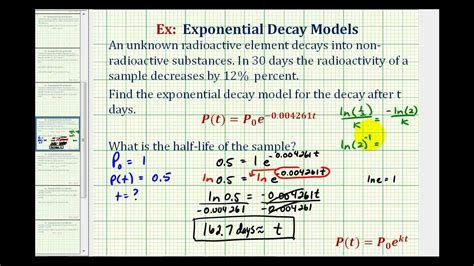 Ex: Exponential Decay Function - Half Life - YouTube