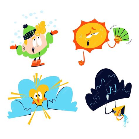 Free Vector | Collection of cartoon weather characters