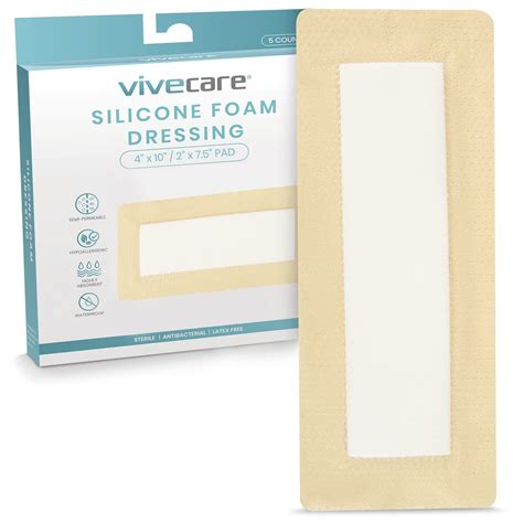 Buy ViveCare Silicone Foam Wound Dressing (4x10 5 Pack) - Large Self Adhesive Bandages for ...