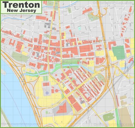 Trenton downtown map - Ontheworldmap.com