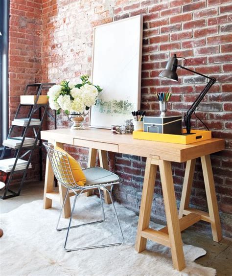 34 Home Office Designs With Exposed Brick Walls - DigsDigs