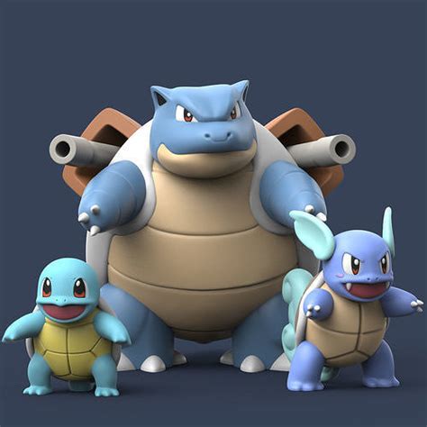 POKEMON - SQUIRTLE EVOLUTION 3D model 3D printable | CGTrader