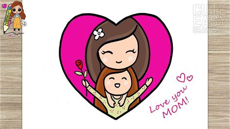 How to Draw Mother and Daughter Hugging | Happy Mother's Day Drawing - Cute Easy Drawings - YouTube