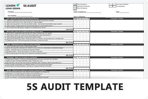 5S Audit Template - Learn Lean Sigma