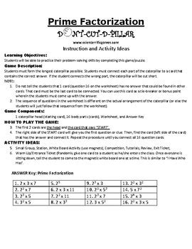 Prime Factorization Game Puzzle with Worksheet by Scienterrific Games