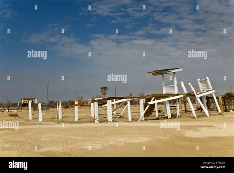 Piers of house destroyed by Hurricane Ike in 2008 in Crystal Beach at ...