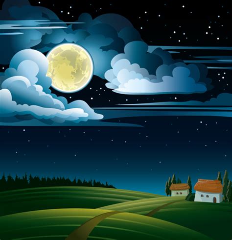 Charming night vector background 01 free download