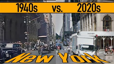 New York 1940s vs 2020s_5th Ave street. 'Historic' drive. Nostalgic ...