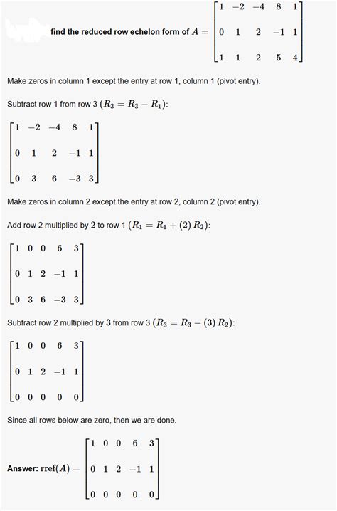 [Solved] (a) Find the reduced row echelon form of A. Show all the elementary... | Course Hero