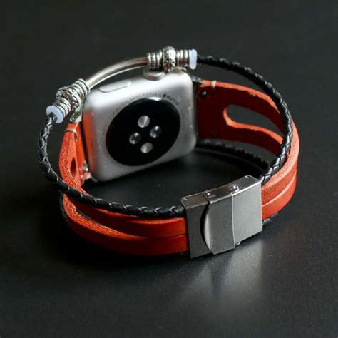 www.Nuroco.com - Handmade Apple Watch Band Made Ethnic Vintage Bead with leather Retro Punk ...