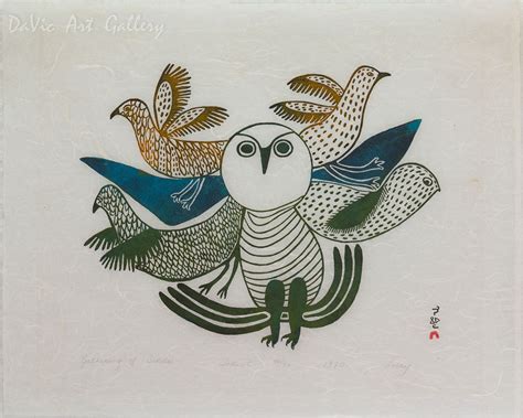 'Gathering of Birds' by Lucy Qinnuayuak - Cape Dorset Inuit Art