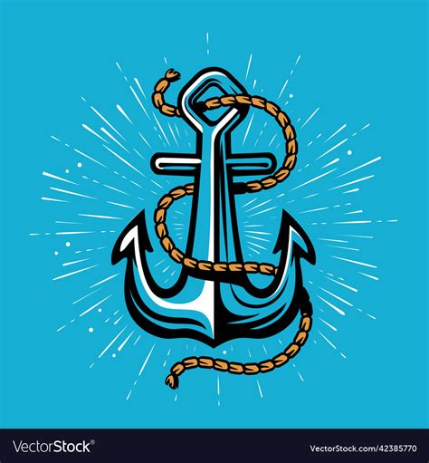 Ship anchor with rope marine nautical symbol Vector Image