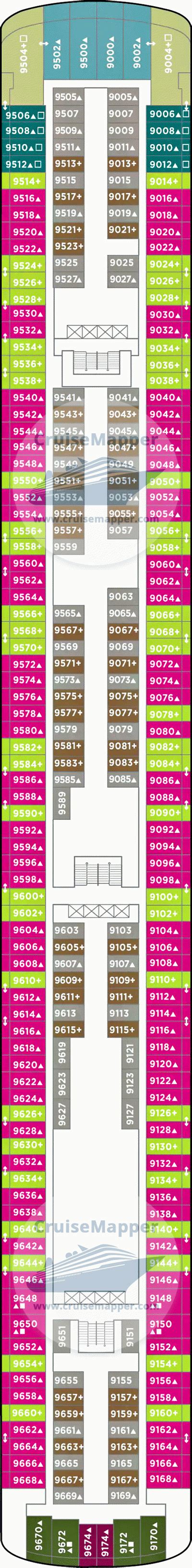 Norwegian Gem deck 9 plan | CruiseMapper