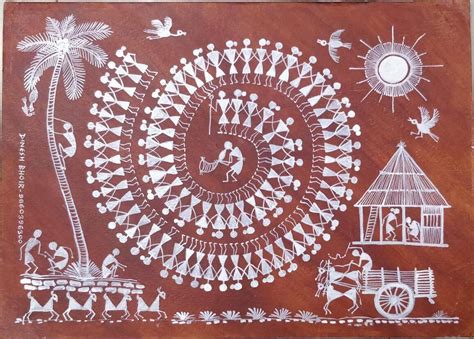 Warli Art Drawing For Class 4 ~ Easy Indian Warli Art For Kids | Bodenswasuee