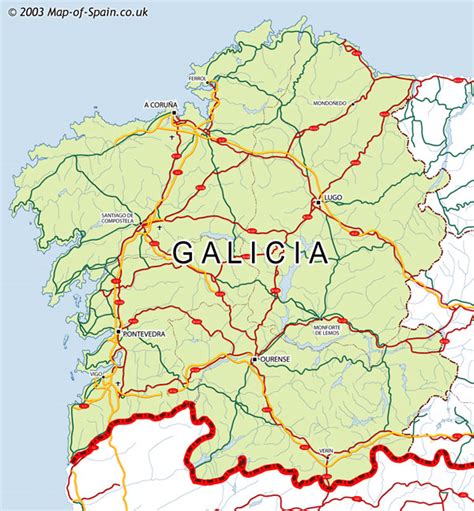 Map of Galicia, Spain