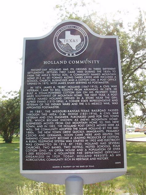 Holland Community - TEXAS HISTORICAL MARKERS