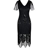 VIJIV Women's 1920s Gatsby Inspired Sequin Beads Long Fringe Flapper ...