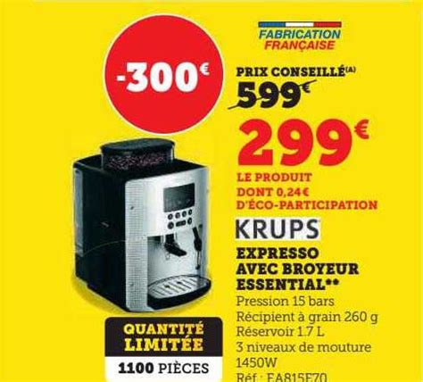 Promo Expresso Avec Broyeur Essential Krups chez Hyper U - iCatalogue.fr
