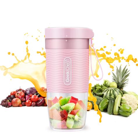 Geek Chef Portable Blender Mini Personal Blender Smoothie Cordless Blender Cup, USB Rechargeable ...