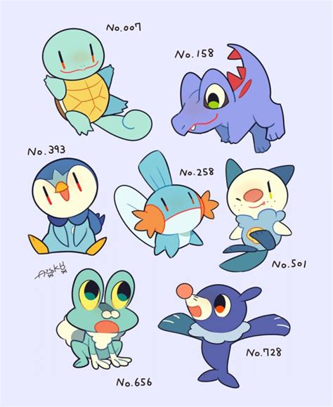 Water type starters | ポケモン, イラスト, ポケモン かわいい