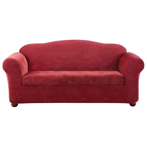 Stretch Pique Garnet Velvet Sofa Slipcover in the Slipcovers department ...