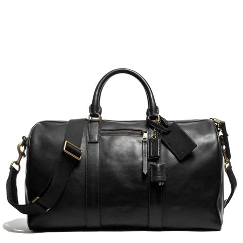 Coach Bleecker Duffle in Leather in Black for Men (BRASS/BLACK) | Lyst