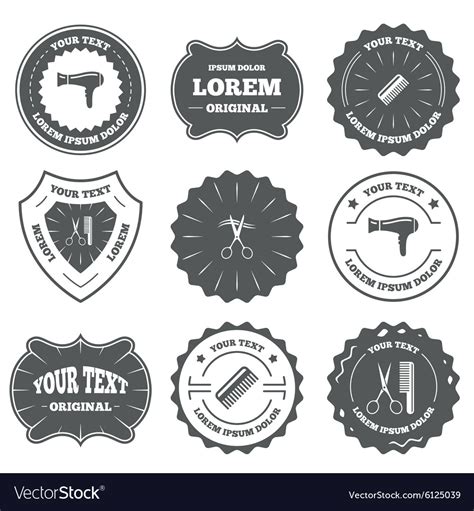 Hairdresser icons scissors cut hair symbol Vector Image