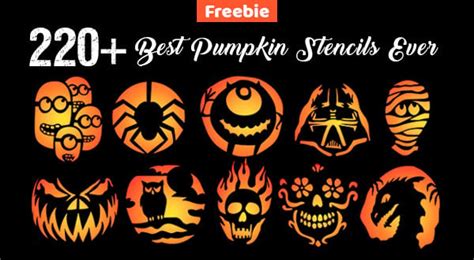 290+ Free Printable Halloween Pumpkin Carving Stencils, Patterns, Designs, Faces & Ideas ...