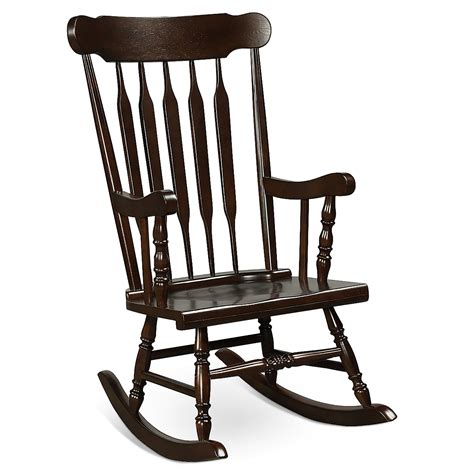 Costway Solid Wood Rocking Chair Porch Rocker Indoor Outdoor Seat Glossy Finish Coffee - Walmart.com