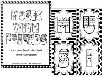 Music W/ Friends Bulletin Board Kit (PDF) Elementary Music Room | TPT