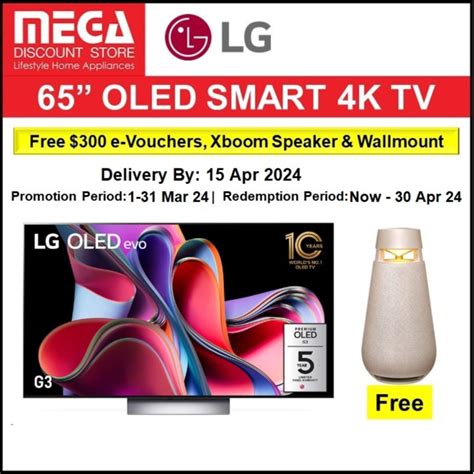 LG OLED65G3PSA 65" 4K OLED G3 SMART TV + FREE $300 E-VOUCHER + XBOOM ...