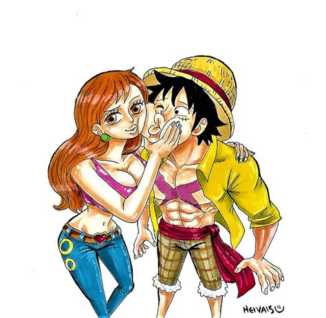 Luffy And Nami almost kiss by heivais on DeviantArt