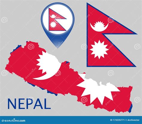 Nepal Flag, Map Pointer and Map Stock Vector - Illustration of isolated ...