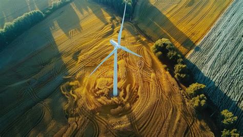 Aerial View of Wind Turbine in Field Stock Photo - Image of wind ...