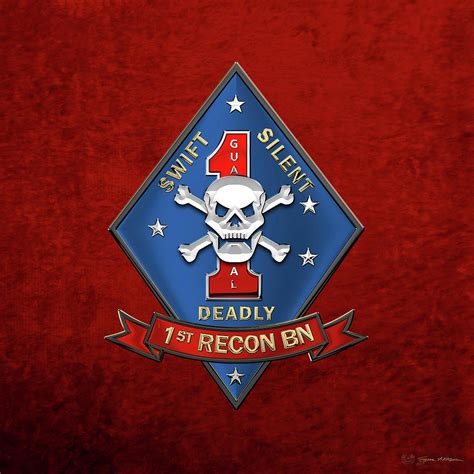 U S M C 1st Reconnaissance Battalion - 1st Recon Bn Insignia over Red ...